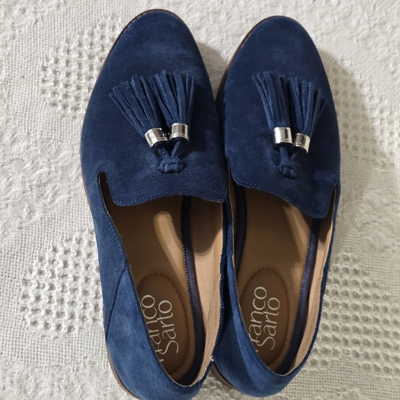 Franco Sarto Blue and Brown Suede Loafers - Picture 5 of 9